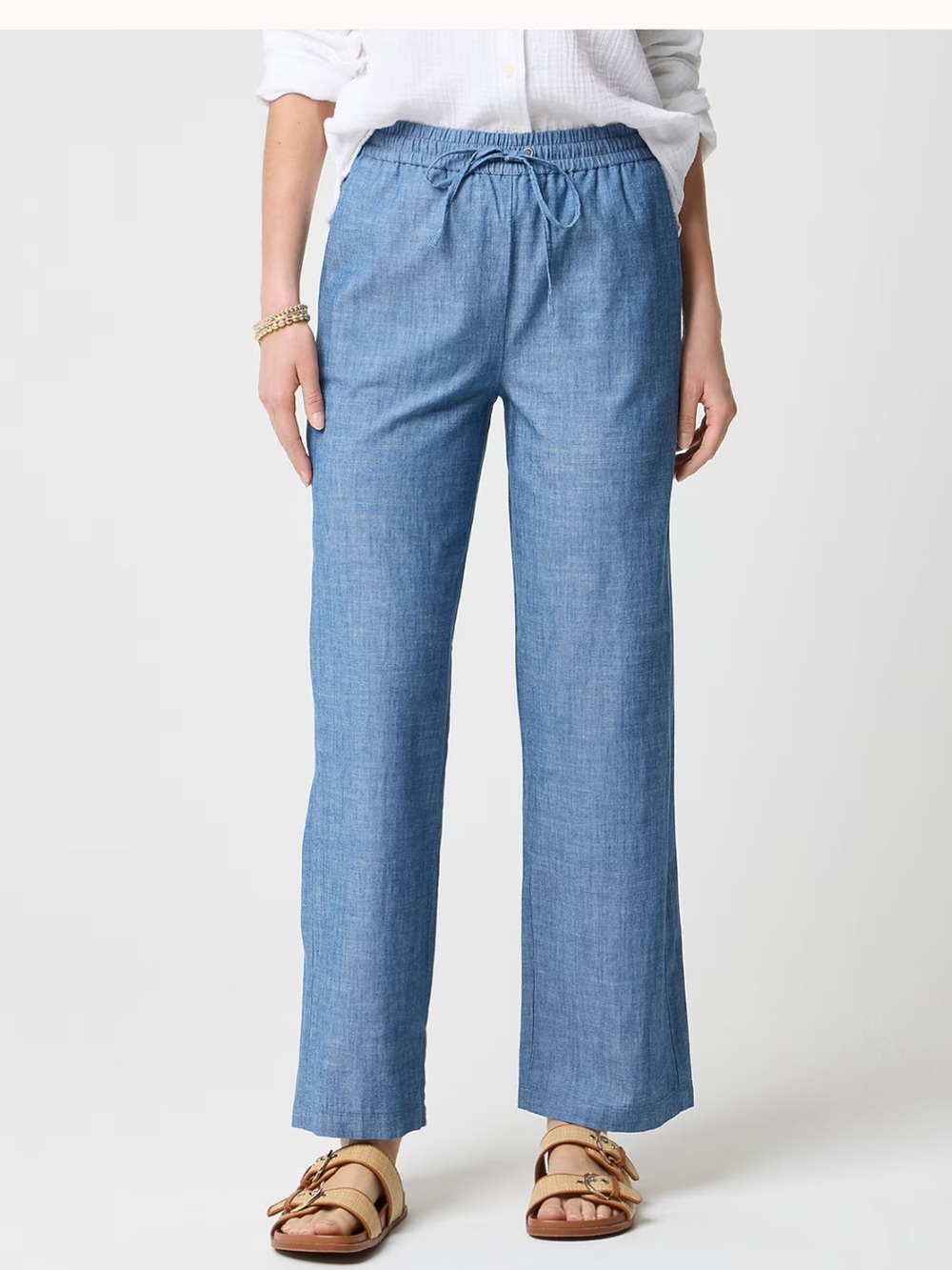 J Crew Chambray slim wide-leg drawstring pant 6 NWOT